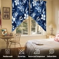 thumbnail image 5 of Blue White Swag Curtain Valance for Windows, Wildflower Watercolor Ink Floral Leaves Botanical Window Treatments Short Swag Topper for Kitchen Windows Bathroom Bedroom, 28"x36", 5 of 8