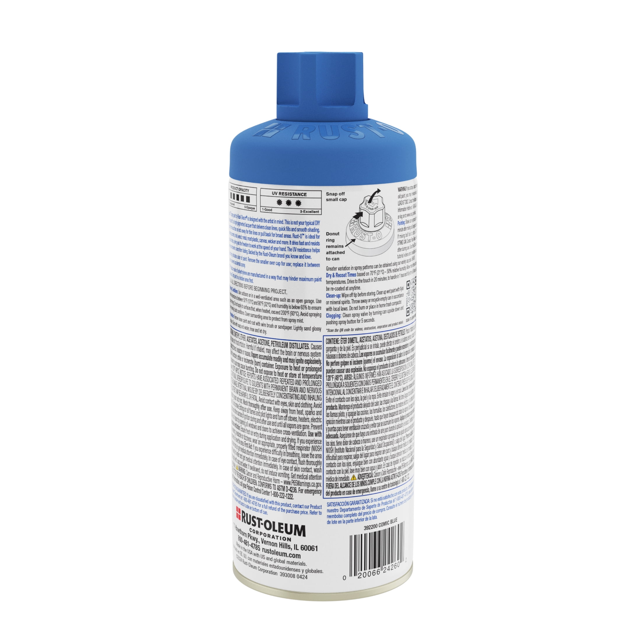 6 Pack, Comic Blue, Rust-Oleum Rust-O Acrylic Matte Spray Paint-392200, 11 oz