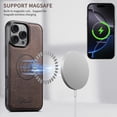 thumbnail image 3 of Removable Magnetic Wallet Case For iPhone 16,[Denim Grain Design] [Compatible With Magsafe] [With Card Slots] [Kickstand] 2-in-1 Detachable PU Leather Shockproof Wallet Case,Brown, 3 of 12