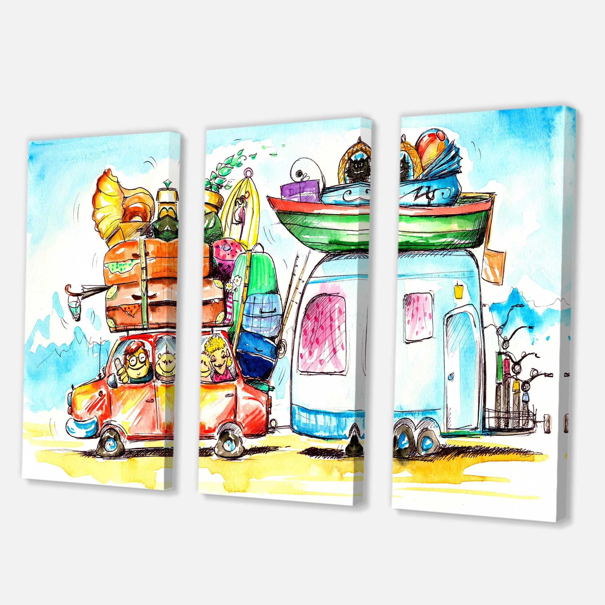 Designart ' Caravans With Family Travel ' Farmhouse Canvas Wall Art Print