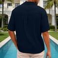 thumbnail image 6 of BangWanChi Men's Lightweight Slub Cotton Linen Shirts Top V-Neck Short Sleeve Casual Holiday Wear Tops for Men, 6 of 6