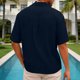 thumbnail image 5 of Camisas de Lino de los Hombres Casual V-Cuello de Manga Corta para las Vacaciones de la Playa, Poliéster Cómodo Regular Ajuste de los Hombres Camisas Casuales, 5 of 8