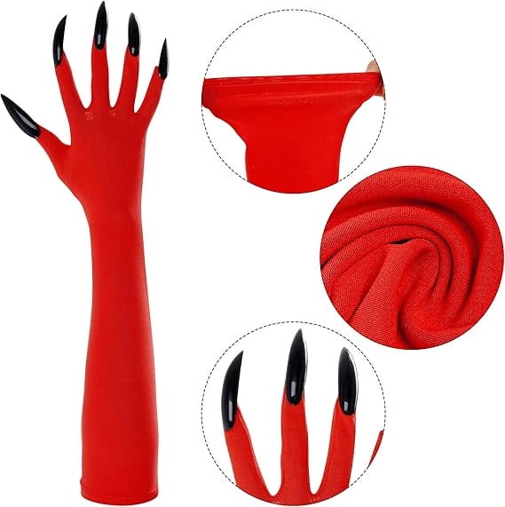 Halloween Claw Gloves with Long Fake Nails for Costume Parties and Stage Performances