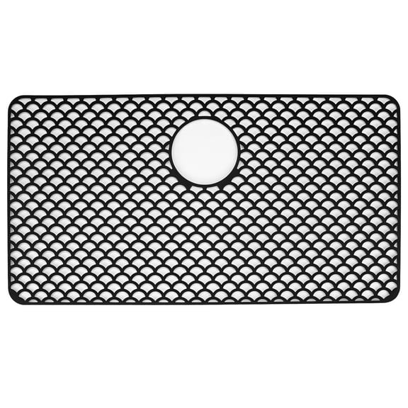 Black Sink Protector Mat for Kitchen, Food-Safe Silicone, Non-Slip, Drainage Design, 28.34 in x 14.96 in (72 cm x 38 cm), Easy to Clean, Ideal for Preventing Scratches and Dish Breakage