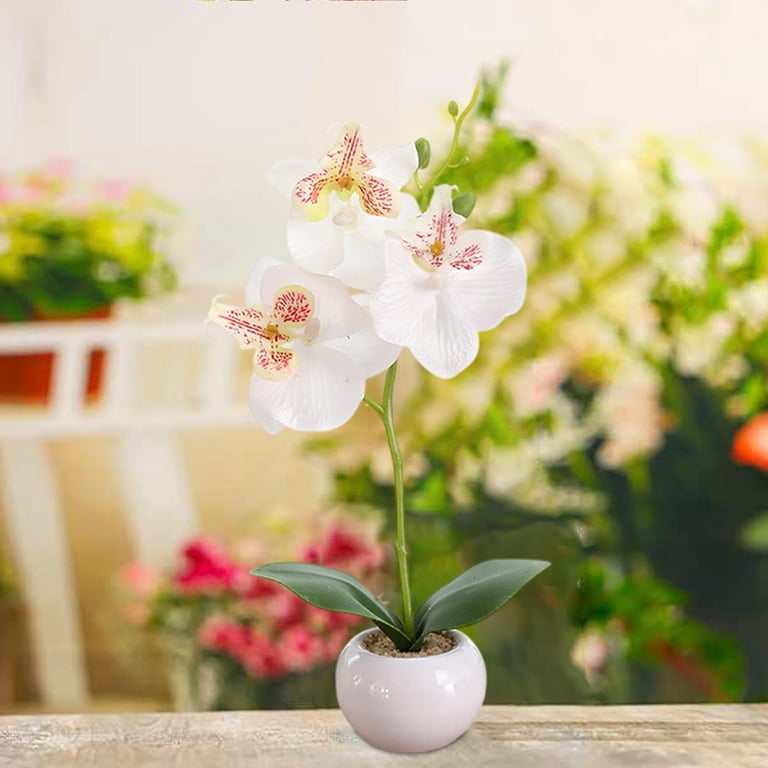 Fake Orchid Artificial Orchid Plant In Pot  12.6 Inch Tall Real Touch Fake  Flowers, Purple Silk Orchid For Home Decor, No Maintenance Needed Fake  Orchid In Pot