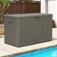 thumbnail image 2 of Dextrus 180 Gallon Double Wall Resin Deck Box, Outdoor Storage Box with Divider & Side Handles, Lockable, Waterproof, Light Brown, 2 of 10