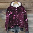 thumbnail image 2 of Love Letter Print Hoodies for Women Valentine's Day Cute Fleece Lined Long Sleeve Warm Sweatshirts Plus Size Workout Tops(Purple,M), 2 of 3