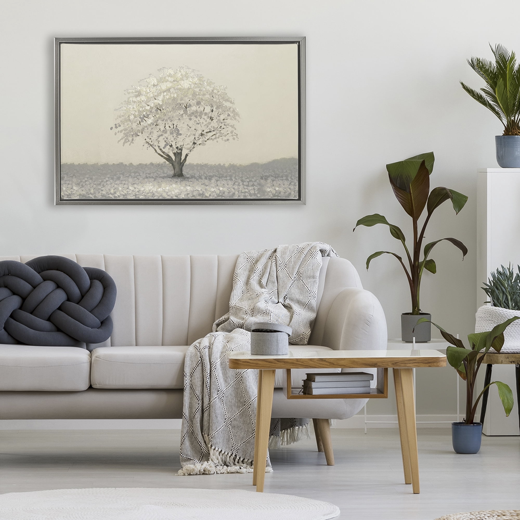 Stupell Industries Neutral Radiance Tree Gray Framed Floater Canvas Wall Art, design by Michael Marcon