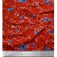 thumbnail image 1 of Soimoi Red Poly Georgette Fabric Dot & Butterfly Print Fabric by the Yard 42 Inch Wide, 1 of 1