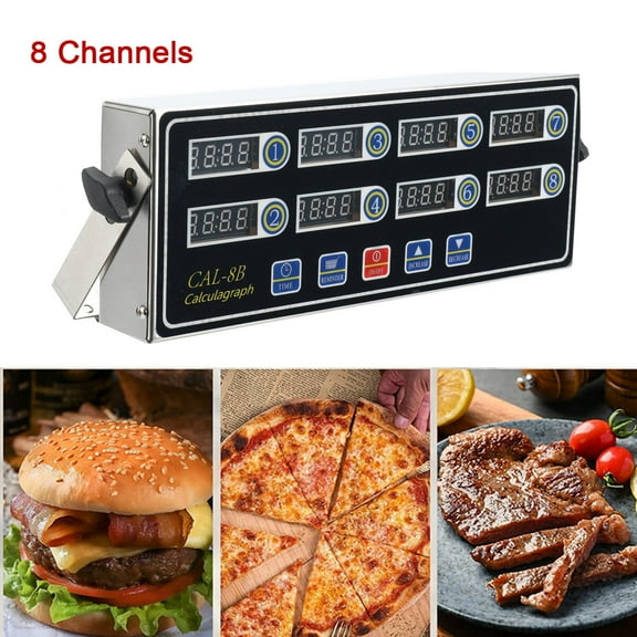 SUDEG Commercial 8-Channel Digital Kitchen Timer Loud Alarm Large Display Cooking Calculagraph Cooking Timer Waterproof Keypad