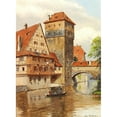 thumbnail image 2 of August Fischer 19x24 Gold Ornate Framed and Double Matted Museum Art Print Titled - Henckerstieg I Nurnberg, 2 of 4