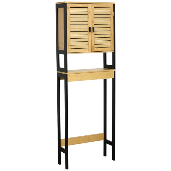 Evideco Over The Toilet Storage Cabinet Bathroom Cebu Bamboo - Black Wood - 24 W x 8.8 D x 68 H