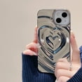 thumbnail image 6 of iPhone 13 Pro Love Heart Case, Fashion Cute Soft Silicone Electroplate Silver 3D Heart Water Ripple Bling Glitter Shockproof Women Girls Case Cover for iPhone 13 Pro, 6 of 9