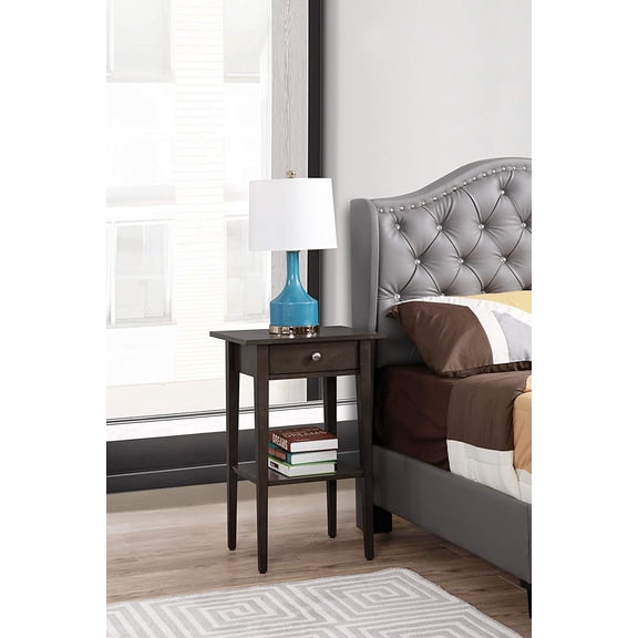 Glory Furniture Dalton 1 Drawer/Shelf Bedroom Nightstand End Table, Gray