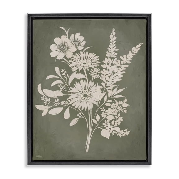 Stupell Industries Farmhouse Bunches of Wildflower Herbs Black Floating Frame Canvas Art, 17 x 21, by Cat Thurman Designs
