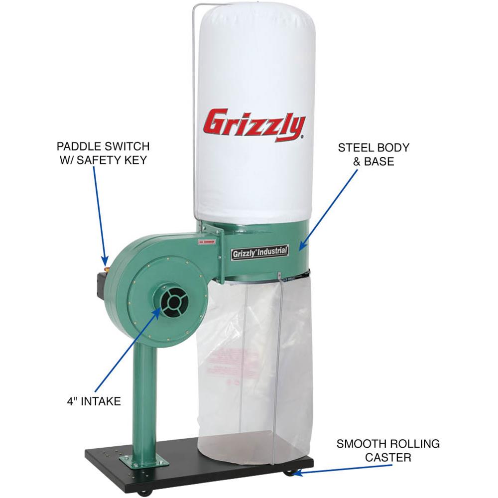 Grizzly G8027 1 HP Dust Collector - image 3 of 5