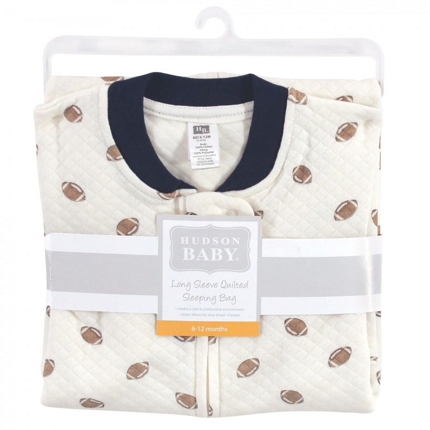 Hudson Baby Infant Boy Premium Quilted Long Sleeve Sleeping Bag and Wearable Blanket, Football, 18-24 Months