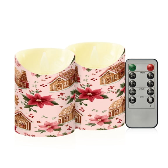 2 PCS Tilted Flameless Candles Flickering LED Lights Battery Operated Candles with Remote Timers for Holiday Decor Houses and Flowers