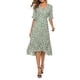 thumbnail image 1 of Vestido largo floral de gasa Minnieouse verde para mujer, 1 of 6
