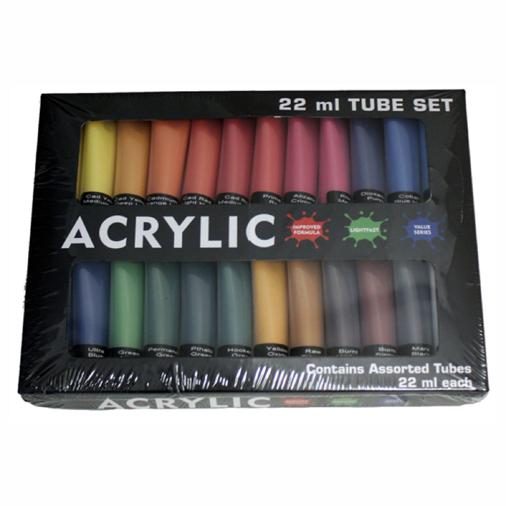 Hyatt's Acrylic Paint, Set of 24 Colors 22ml Tubes, Lightfast, Made in