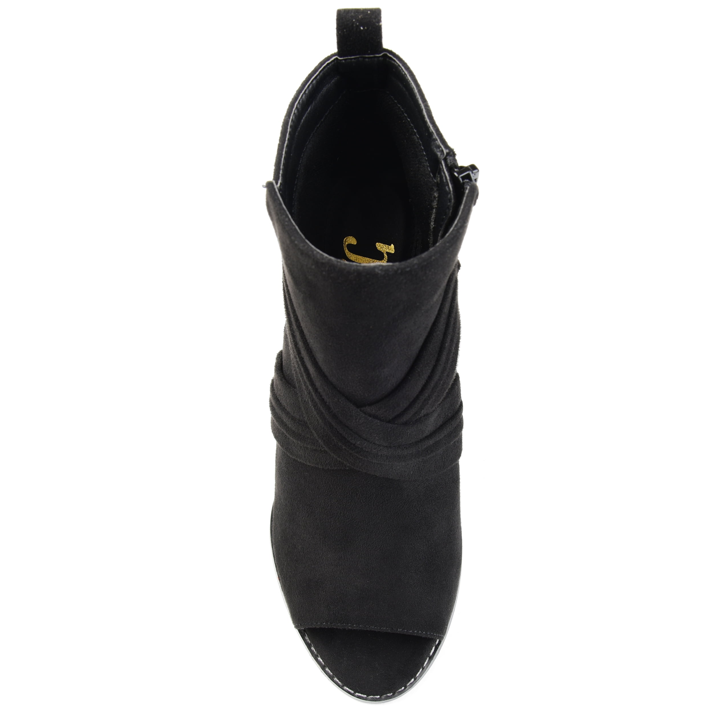 Journee Womens Sabeena Inside Zip Open Toe Wedge Booties