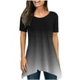 thumbnail image 3 of Inverlee T Shirts for Women Crewneck Trendy Short Sleeve Tops Loose Fit Gradient Print Shirts Flowy Work Tunic Blouse Tee Summer Fashion, 3 of 6