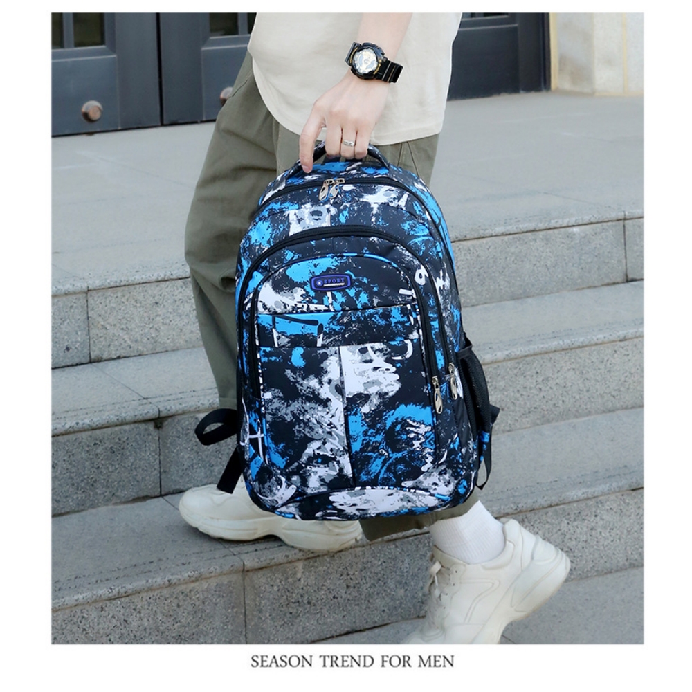 Mochila camuflada para niños, con múltiples bolsillos, para regreso a clases, azul 8