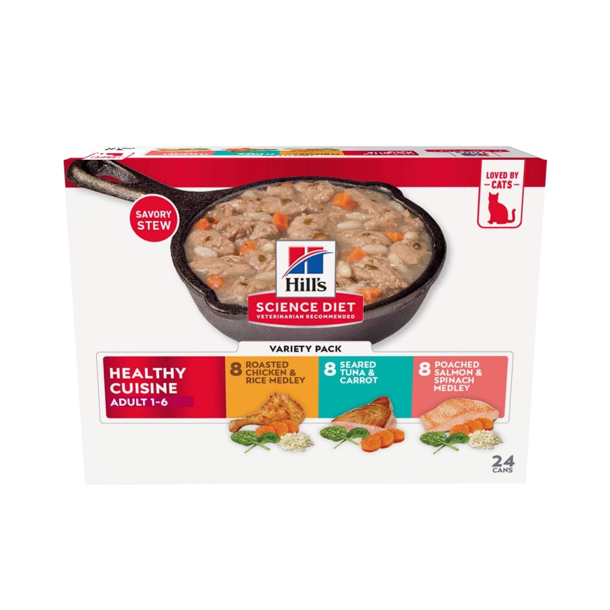 Hill's Science Diet Adult Healthy Cuisine Chicken, Tuna & Salmon Medley Wet Cat Food Variety Packd, 2.8oz Can 24pk