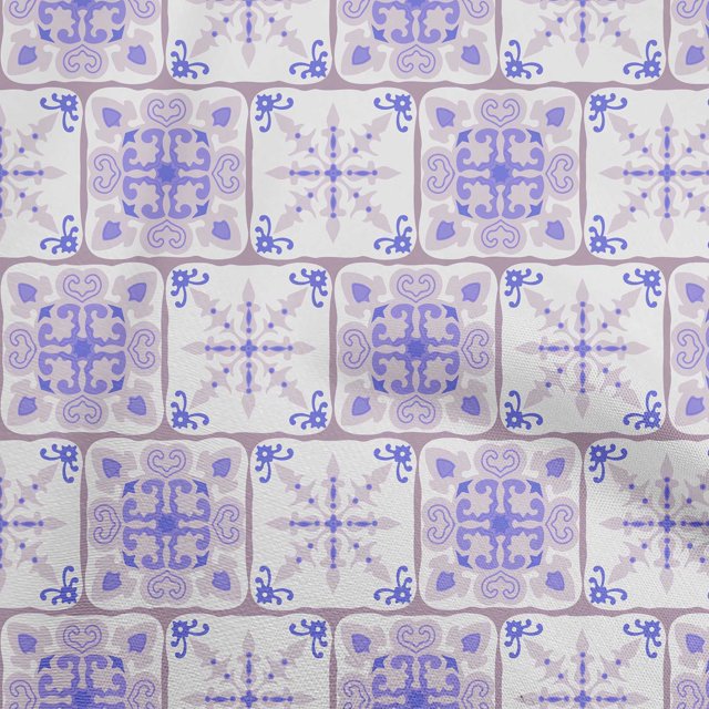 oneOone Georgette Viscose Violet Fabric Asian Tile Traditional Sewing Craft Projects Fabric Prints By Yard 42 Inch Wide