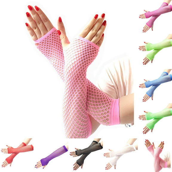 Cheers US 80s Fishnet Gloves for Women and Girls in Theme Party Costume Accessories