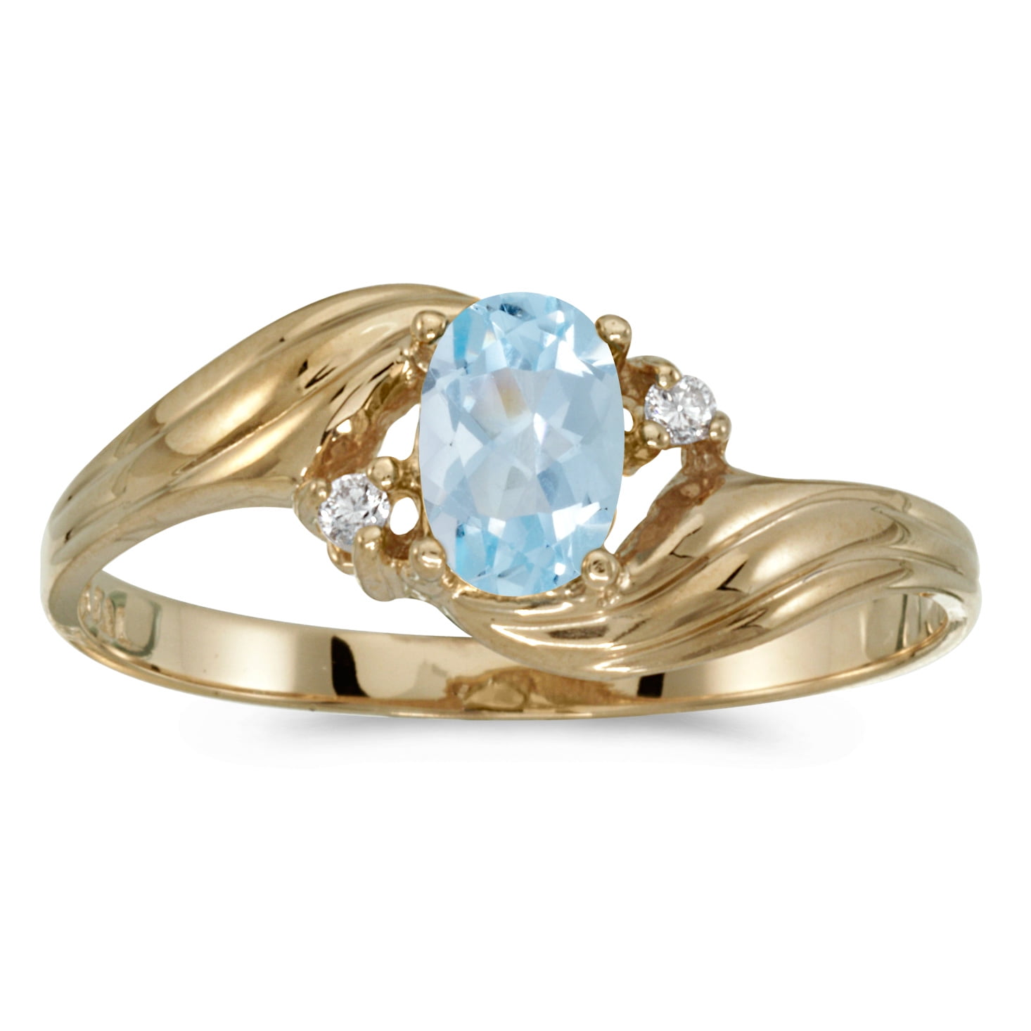 10k Yellow Gold Oval Aquamarine And Diamond Ring 10k Yellow Gold Oval Aquamarine And Diamond Ring