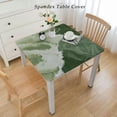 thumbnail image 2 of nygtbtfer  Fitted Tablecloth Elastic Edged Table Cover,Sage Green White Marble Texture Wipeable Table Cloths for Kitchen Dining Party Fit up Tables,Wild Griotte Stone Silver Stripe, 2 of 7