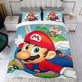 thumbnail image 4 of Super Mario Conjunto de sábanas temático, trío de piezas, cómodo y amigable con la piel, diseño único, regalo de decoración para el hogar para familiares, amigos y fans,135cm *200cm, 4 of 6