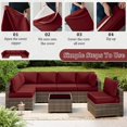 thumbnail image 6 of Snubbull 14 Piece 25.6" x 25.6" Patio Cushion Covers Replacement, Outdoor Patio Wicker Sofa Washable Cushion Slipcovers with Zipper, Burgundy, 6 of 8
