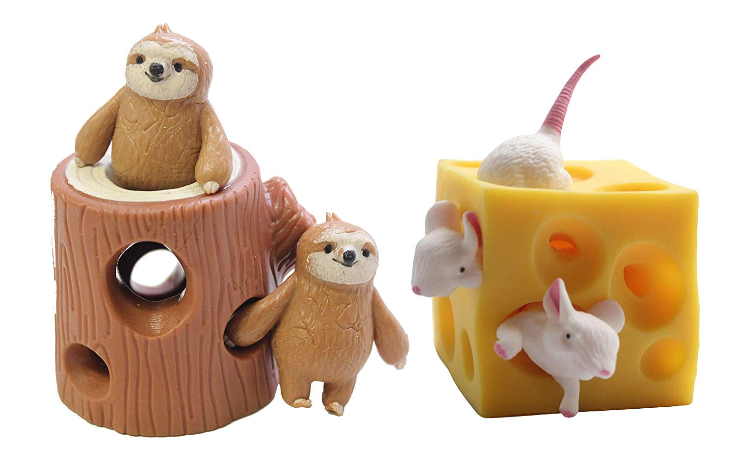 1 Stretchy sloth and tree trunk squishy sensory fidget play toy autism 