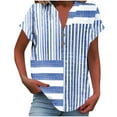 thumbnail image 2 of iHengLiXing Plus Size Spring Tops for Women 2026 Dressy Casual Women Casual Printed Short Sleeve Button Home V-Neck T-shirt Blouses Blue XXL, 2 of 5