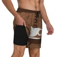 thumbnail image 2 of Fuzoiu Coffee Cafe Cup Print Men's Swim Shorts,Quick-Dry Double-Layer Swim Trunks,Board Trunks,Beach Shorts Swimwear Bathing Suits-X-Large, 2 of 6