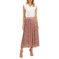 thumbnail image 2 of Floral Skirt for Women 2026 A Line High Waisted Casual Boho Summer Midi Skirts XS Red, 2 of 6