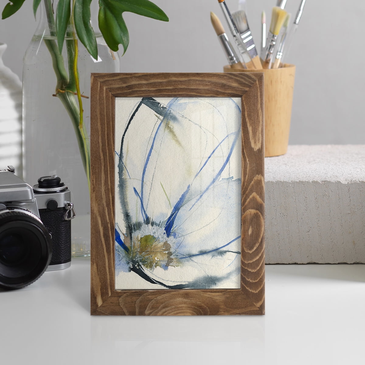 Cobalt & Paynes Petals II - Framed Print w/glass - Walnut