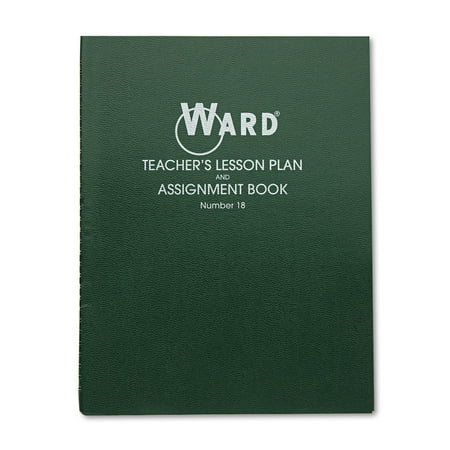 Ward, HUB18, Teacher's 8-period Lesson Plan Book, 1 Each, White,Dark Green