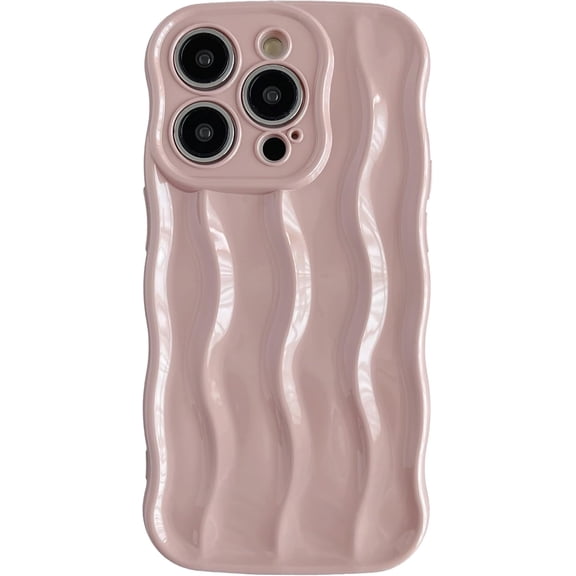 for iPhone 14 Pro Case,Water Ripple Pattern Curly Wave Frame Soft Compatible with iPhone Case (Pink,iPhone 14 Pro)