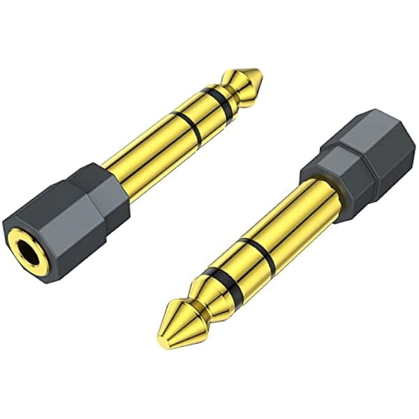 Chenchen 2 Pack 6.35mm 1/4 Male to 3.5mm 1/8 Female Stereo Headphone Adapter Audio Jack Plug Gold Plated for Speaker Headphone Guitar Digital Piano Amp Adapte (Grey)
