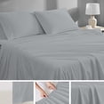 thumbnail image 4 of Purity Home 4-Piece 100% Brushed Organic Cotton Percale Bedsheet Set, 300 Thread Count Breathable, Super Soft & Cozy Bedding, King, Light Gray, 4 of 14