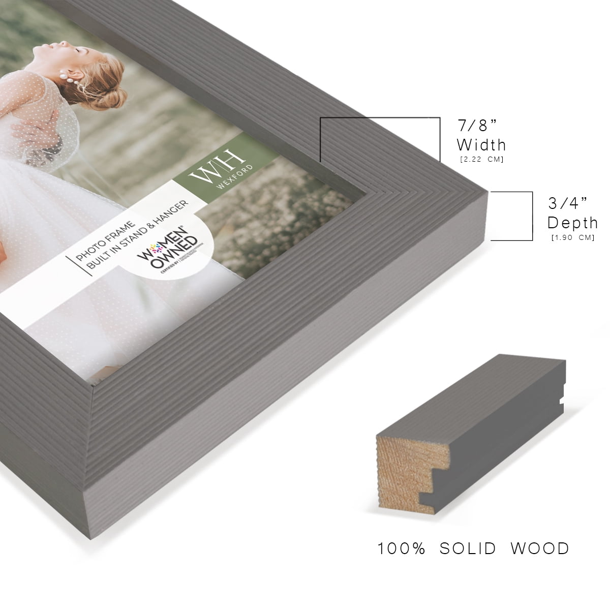 Grooved 3.5 in. x 5 in. Grey Picture Frame (Set of 2)