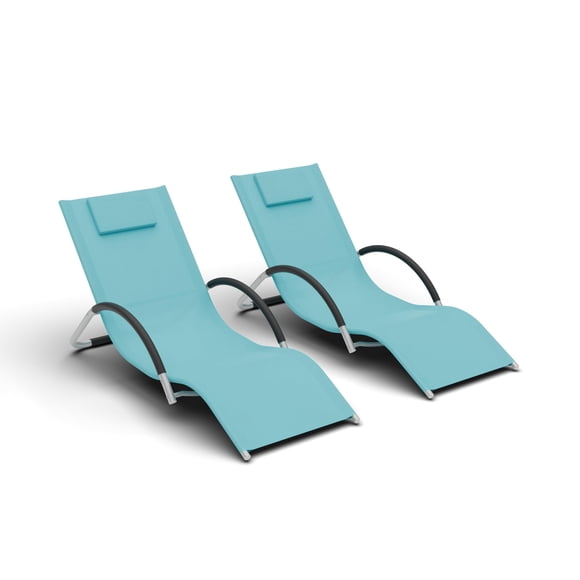 QinaQin Patio Lounge Chairs Set of 2, Quick-Dry Textilene Iron Chaise Lounges for Pool, Garden or Backyard