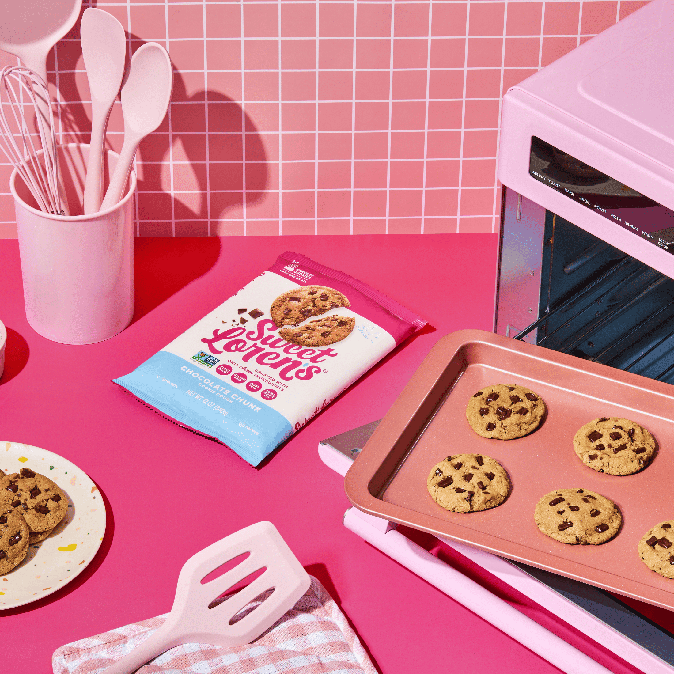 Sweet Loren's Ready to Bake Chocolate Chunk Cookie Dough, Gluten Free & Vegan, Top 9 Allergen Free, 12 oz