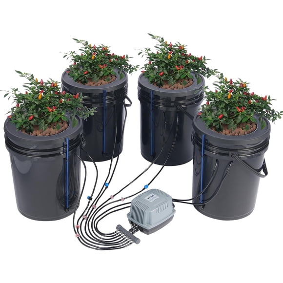 Sistema de cultivo hidropónico VEVOR DWC con 4 cubos Top Drip de 20 litros