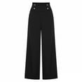thumbnail image 6 of Cagogo Women's High Waisted Wide Leg Trousers with Pockets Button Elegant Long Palazzo Pants for Party Work Office Casual Beach Wear, Black L, 6 of 6