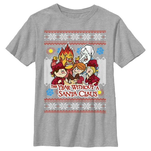 Boy's The Year Without a Santa Claus Christmas Sweater Graphic Tee Athletic Heather X Large