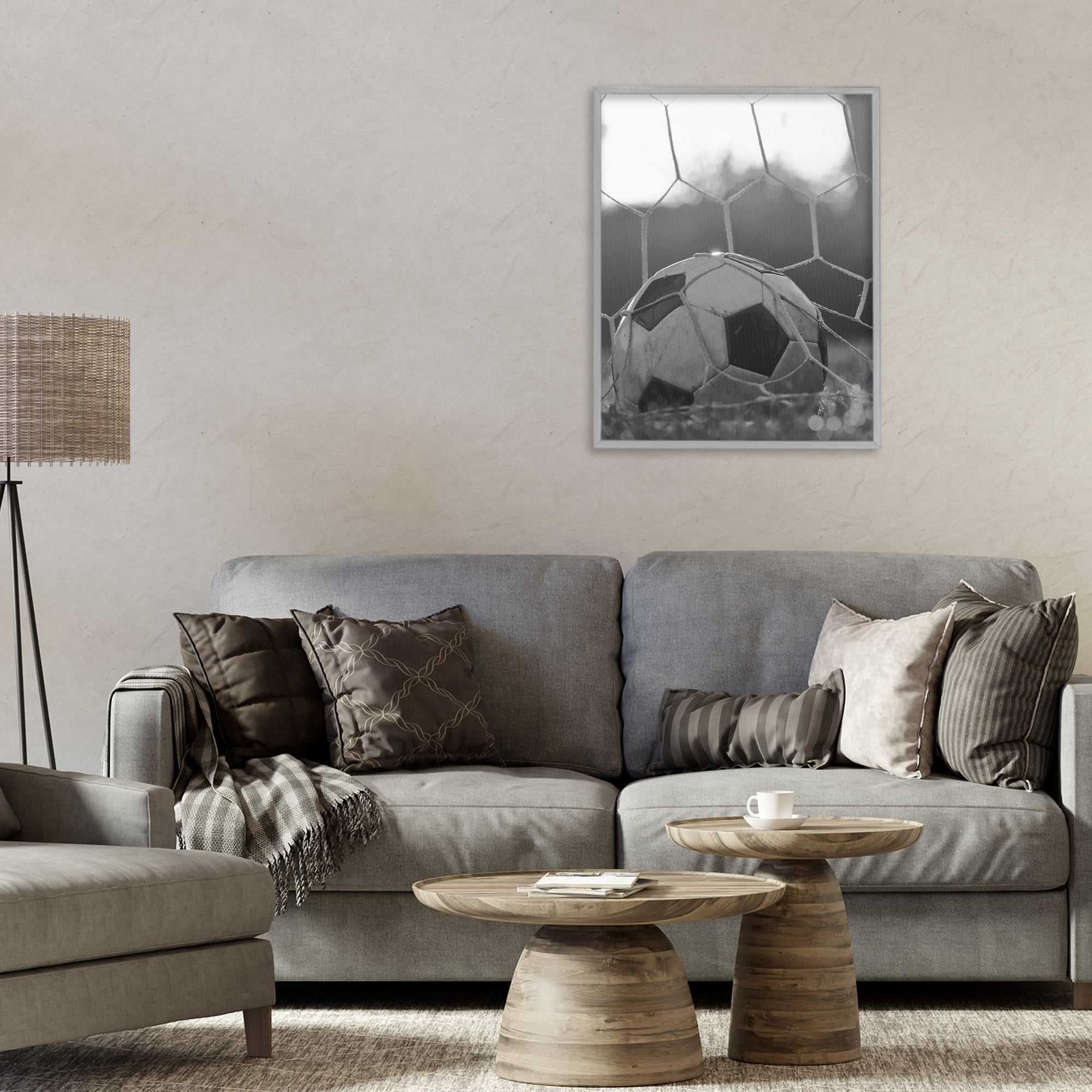 Stupell Industries Soccer Goal Score Gray Framed Giclee Art, design by Marcus Prime